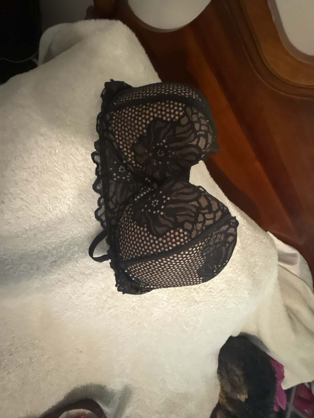 Adore Me Black Lace Overlay Bra 32DDD